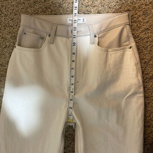 Abercrombie & Fitch LONG Curve Love Slim Straight Faux Leather Denim Jeans 29/8L - Picture 12 of 13